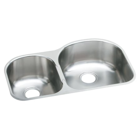 Elkay Stainless Steel 31-1/4 X 20 X 10 Offset 40/60 Double Bowl Undermount Sink EGUH311910L